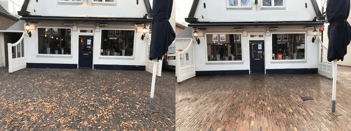 Voor-na bestrating reinigen